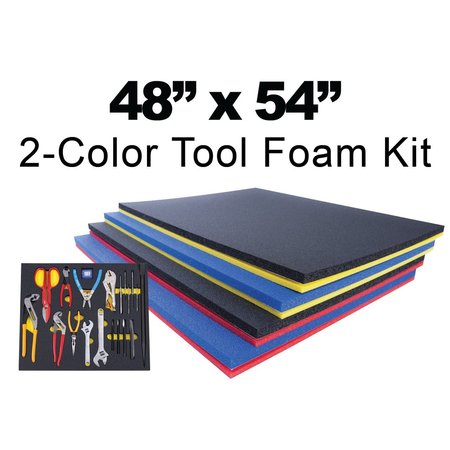 5S Supplies Tool Box Foam Insert 2 Color 48in x 54in Black Top / Yellow Bottom TSF-4854-BLKY